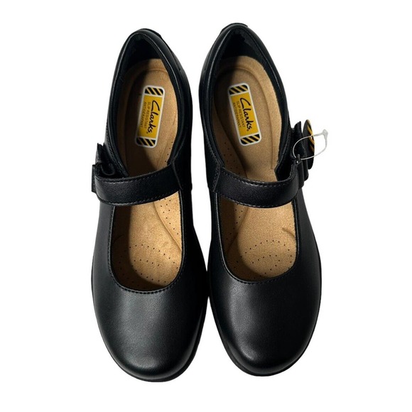 NEW Clarks Womens 8 Talene Ave Black Leather Non Slip Mary Jane Shoes 26174443 - Picture 5 of 9